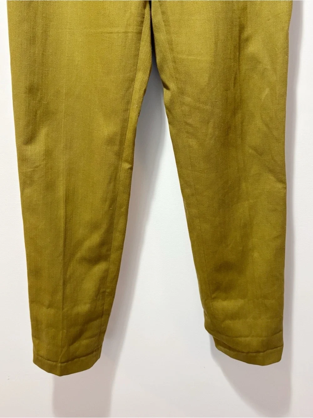 Sezane Francky Trousers Blend Cotton Linen Blend Size 2 Olive Green Carrot Cut